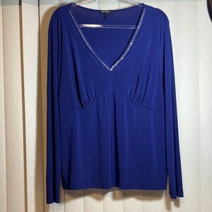 Daisy Fuentes Royal Purple Top with Metallic Trim